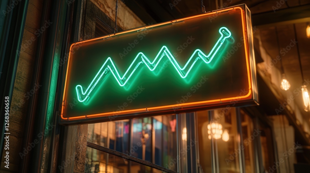 Poster rising green line graph for bitcoin, symbolizing the increasing value and strength of the cryptocurr