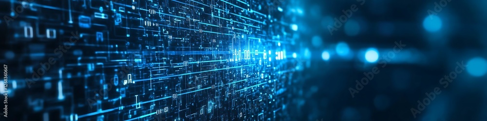 Poster abstract digital data stream visualization blue background