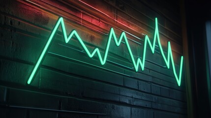 Obraz premium rising green line graph for Bitcoin, symbolizing the increasing value and strength of the cryptocurrency.