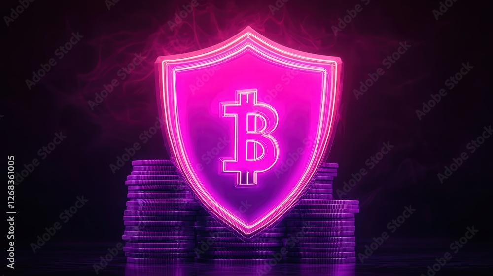 Poster stack of coins behind it, signifying the idea of securing wealth and safeguarding financial stabilit