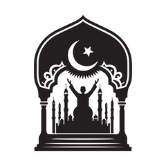 Assalamu alaikum islamic Silhouette Vector Illustration, Solid White Background.