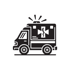 Black Color Ambulance silhouette design Vector Illustration, Solid White Background (12).eps
