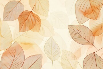 Golden vector wallpaper design showcasing intricate leaf line art on a soft, pastel natural background.