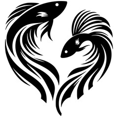 Beautiful guppy fish silhouette