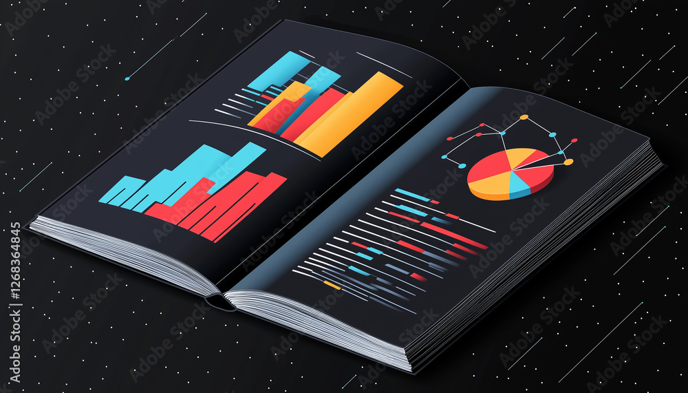 Poster data visualization report book with charts and graphs for business analytics