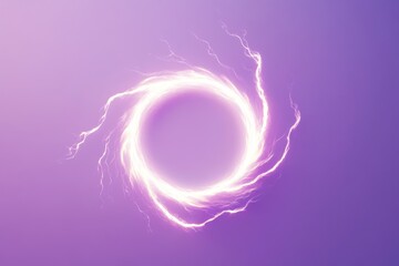 Glowing circle with electrical discharge on a purple background