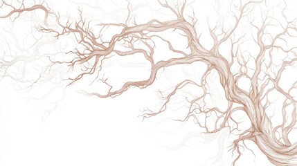 Bare tree branch, winter landscape, white background, nature art, website banner