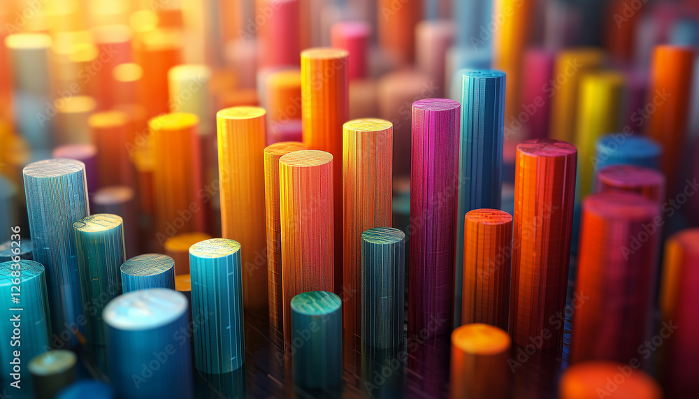 Poster abstract colorful cylinders data visualization graphic design background