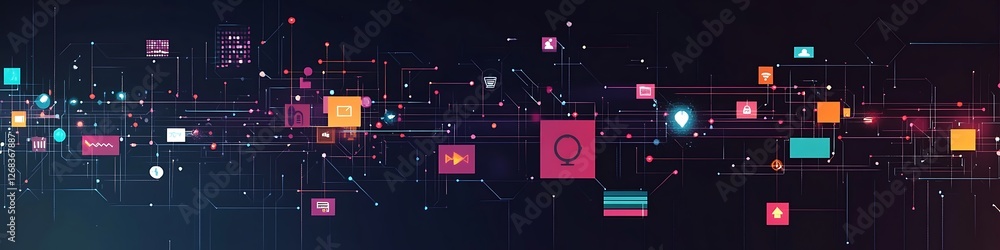 Poster Abstract Digital Network Data Visualization Graphic
