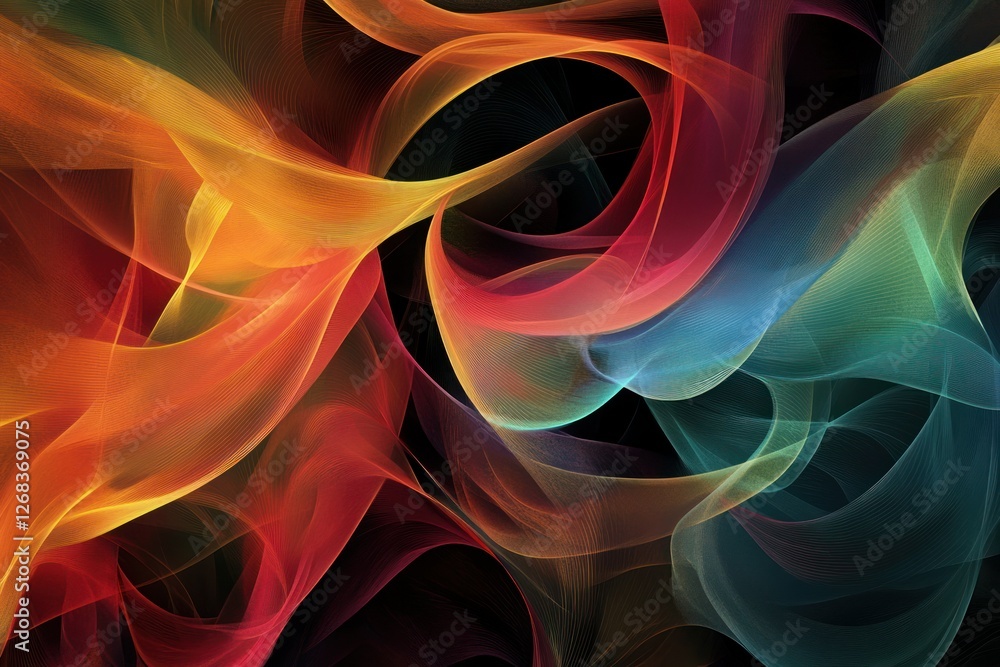 Poster organic, flowing lines and gradients in a seamless abstract colorful texture.