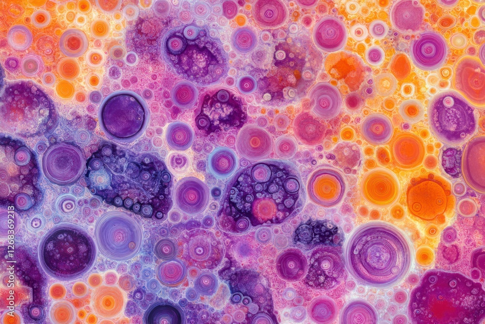 Poster organic, fluid, colorful patterns creating a seamless textured abstract background.
