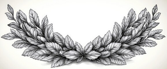 Ornate Laurel Wreath Design Element on White Background for Decorative Illustration