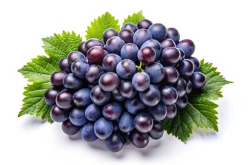 Fototapeta premium Aerial view of vibrant black grapes against a stark white backdrop. High-resolution image perfect for your project.