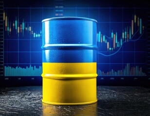 Colorful oil barrel symbolizes Ukraine amid financial market trends and economic fluctuations