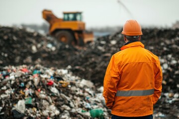 Waste Management Supervisor Observing Landfill Operations