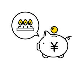 豚の貯金箱とガス代の支出のアイコンイラスト