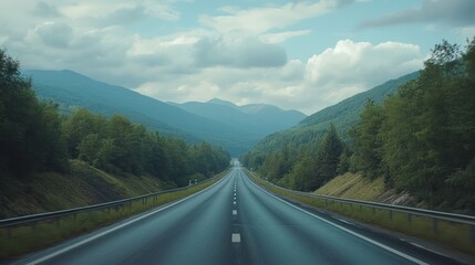 Mountain road journey, scenic drive, cloudscape background, travel