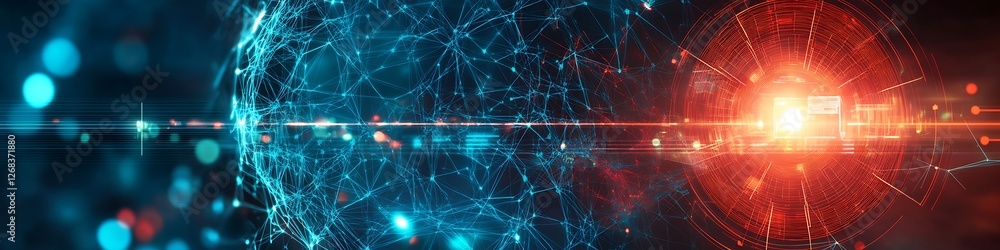 Poster abstract digital network sphere global connection