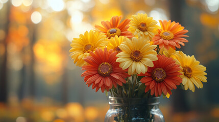 Close-up of a vibrant flower arrangement symbolizing harmony and diversity, set against a modern, bright-toned backdrop with empty space for text, reflecting balance amidst chaos