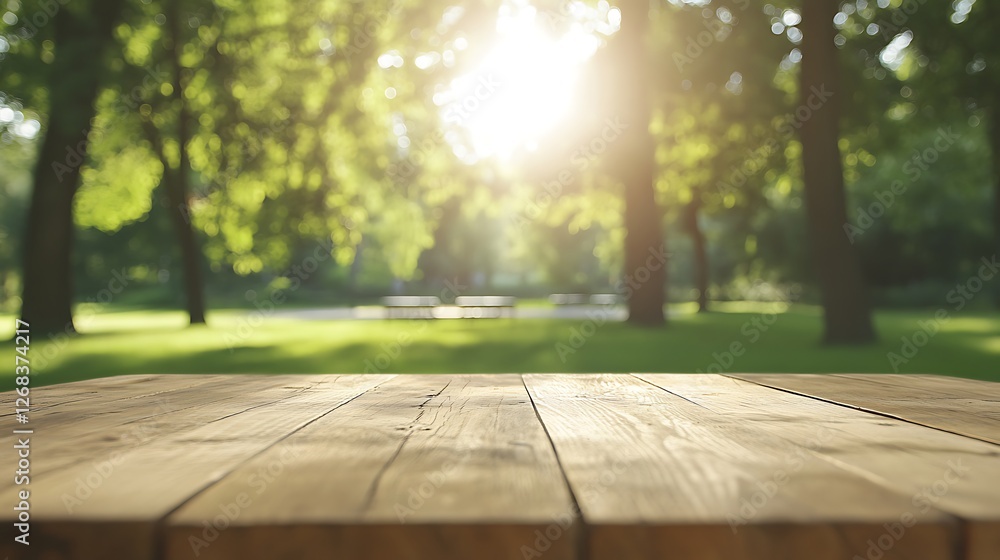 Poster A rustic wooden table in sharp focus, beautifully set against a soft background for a stylish and inviting aesthetic.
