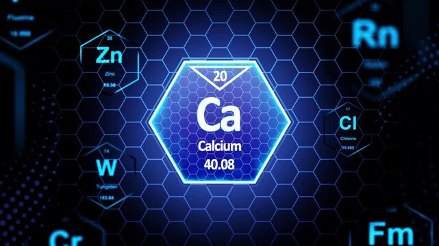 Calcium(Ca) Periodic Element, Animation.Full HD 1920&times;1080. 12 Second Long,

