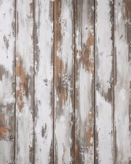  rustic, weathered wooden surface composed of vertical planks. Each plank displays a distressed finish with a mix of white paint and natural wood tones, creating a vintage, shabby-chic appearance