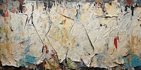 A painting of a wall with a lot of cracks and holes