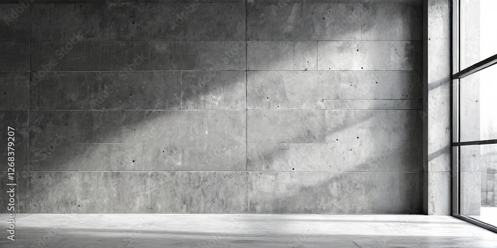 Poster a large empty room with a wall made of concrete