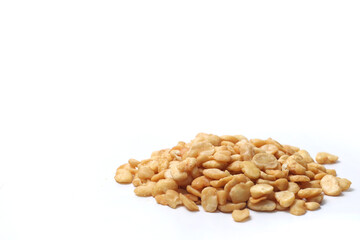 salted broad beans, isolated on white background, good for recipe or commercial