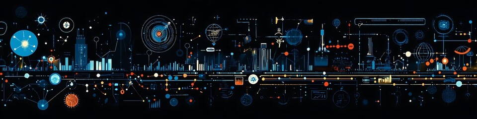 Abstract Digital Data Visualization Network System