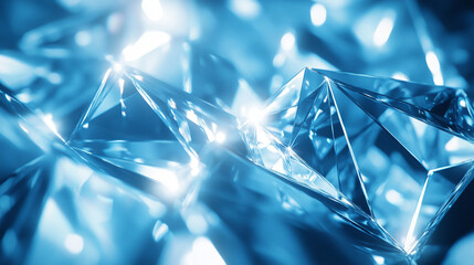 Crystal maze texture, geometric and luminous design with cool blue highlights, representing modern innovation and complexity in a futuristic setting, evoking feelings of mystery and clarity.