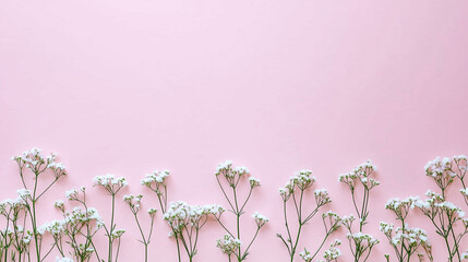 beautiful spring flowers on paper background, Mothers Day concept banner with empty copy space for text