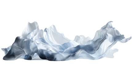 Abstract flowing cloth with lines creating a landscape effect on transparent background