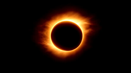 Ethereal Solar Eclipse Displaying Corona Awe Inspiring Celestial Event With Fiery Ring Of Light