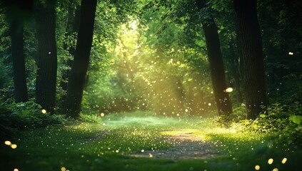 Enchanted Forest Path: A Magical Summer Evening