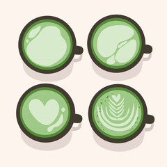 set of green tea or matcha tea Japanese drink vector ilustration cafe labels