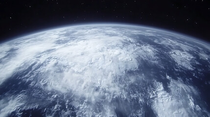 Fototapeta premium Ethereal View of Planet Earth From Space Showing Atmospheric Clouds and Celestial Stars