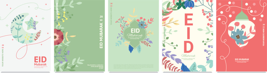 a Eid Mubarak Poster Collection Set for Design Element or Poster Base Design