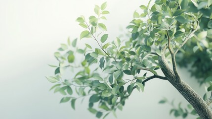 Lush green tree branch, sunlight, peaceful background, nature, website banner