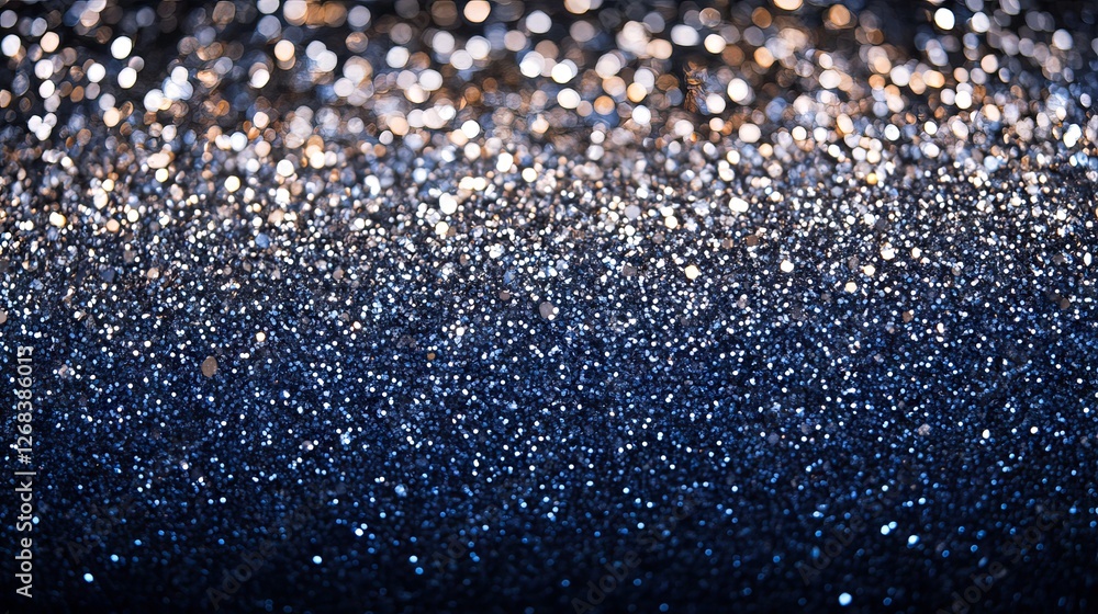 Aufkleber elegant abstract background with shimmering silver sparkles on a dark navy surface. the soft bokeh l