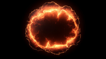 Fiery Abstract Sphere of Plasma Energy Radiating Intense Heat and Light on a Dark Backdrop