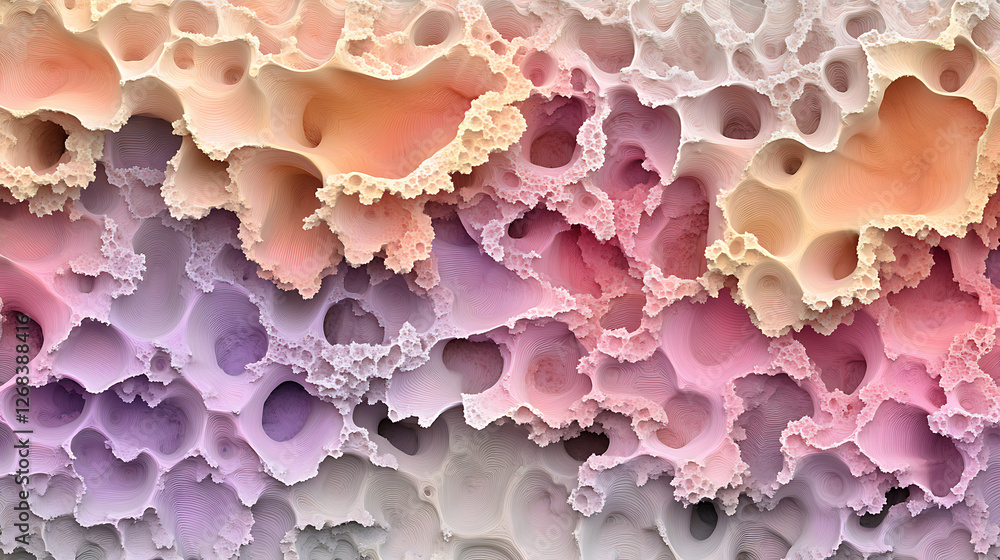 Fototapete fractal topology in delicate pink shades depicting organic structure and surface complexity design