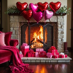 fireplace with christmas decorations