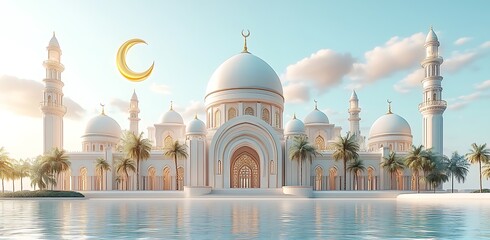 Fototapeta premium Mosque Illustration Design Islamic Background