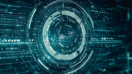 Futuristic Cybernetic System Interface Visualization Concentric Circles of Data and Connectivity