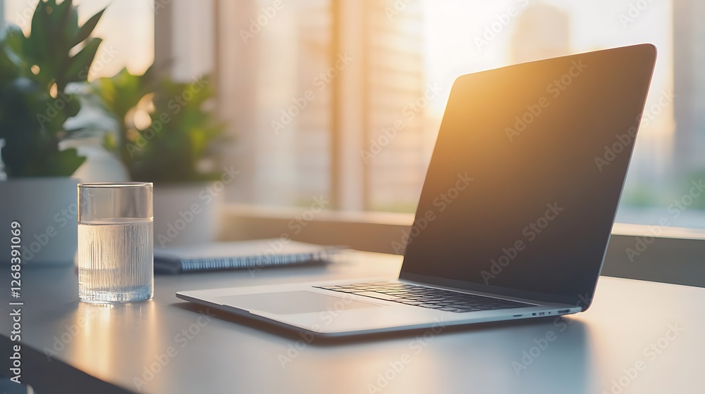 Aufkleber modern workspace image showcasing a business professional in a stylish office setting.