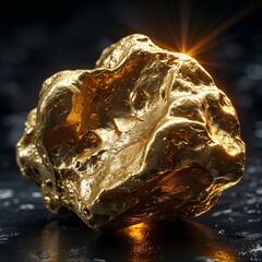 A Glimmering Nugget of Raw Gold: This Naturally Formed Lump of Precious Metal Reflects Light, A Symbol of Riches Unearthed from the Earth's Depths.


Sources and related content
