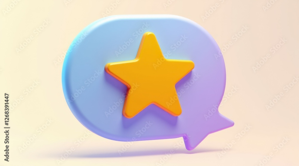 Poster a colorful speech bubble with a star in the center, symbolizing communication and recognition.