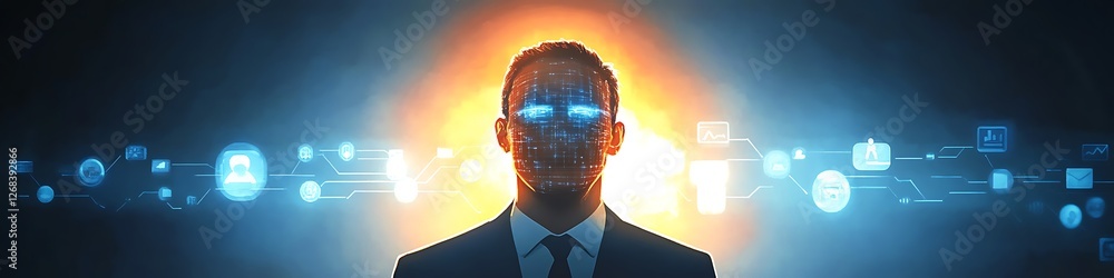 Poster Digital Man Networked Data Visualization Concept