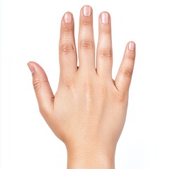 Close-up of a Well-Groomed Hand with Manicured Nails on a Clean White Background